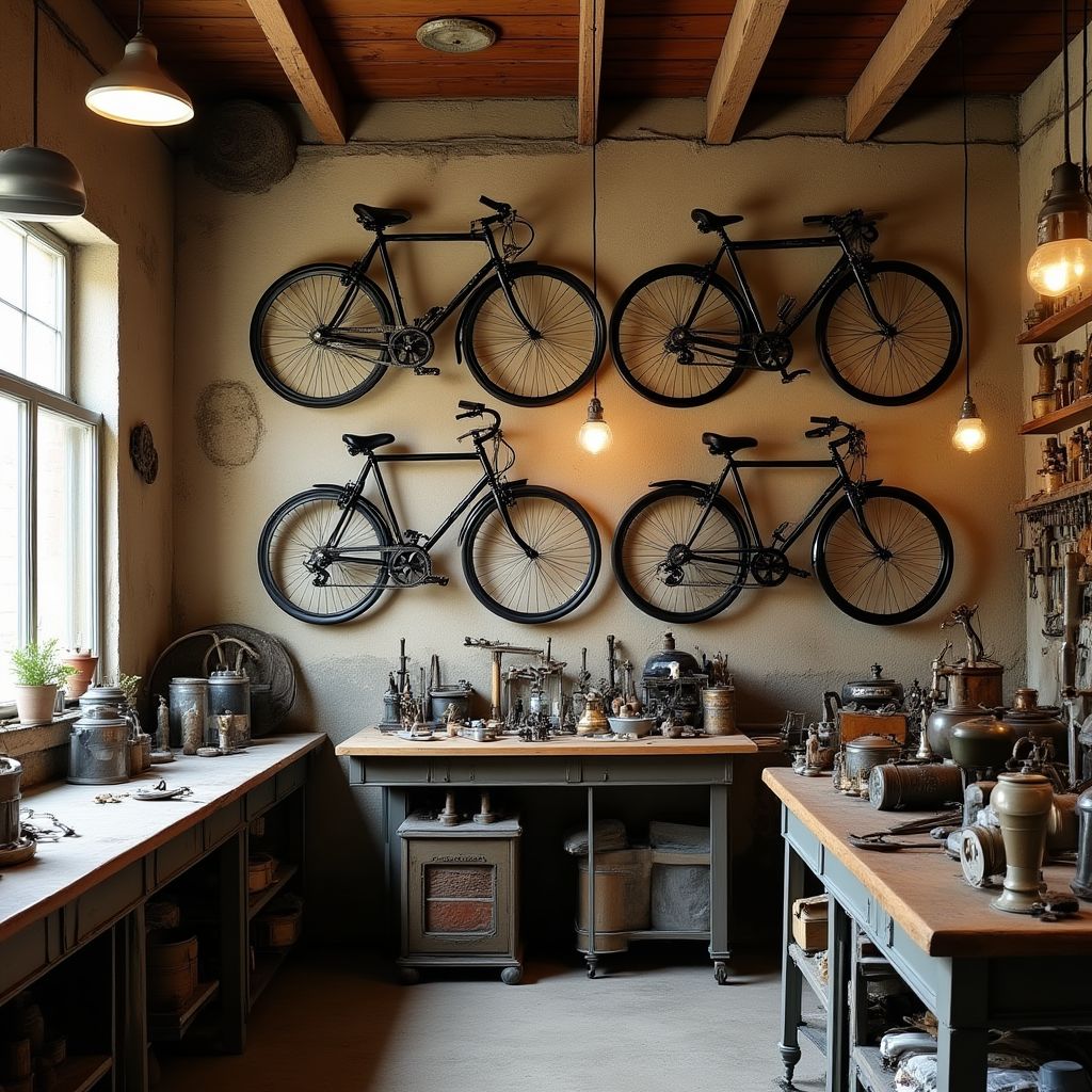 Fahrradwerkstatt in den Anfangsjahren